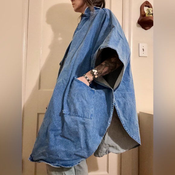 Vintage 1980’s Denim OSFA Zippered Poncho made in USA - Picture 10 of 12